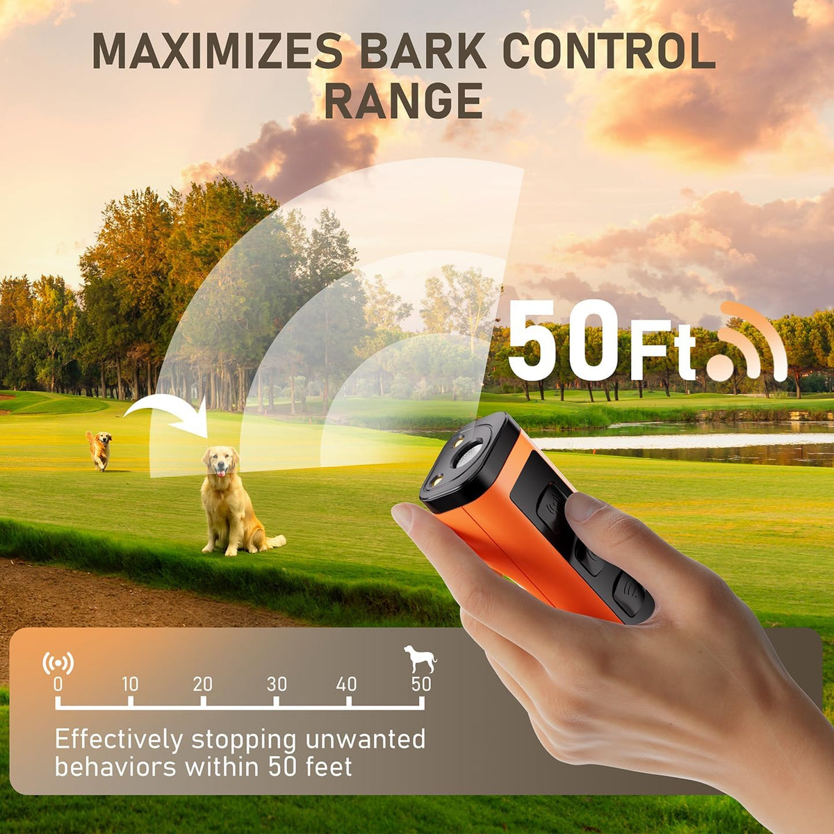 Handheld ultrasonic anti-barking trainer for dogs