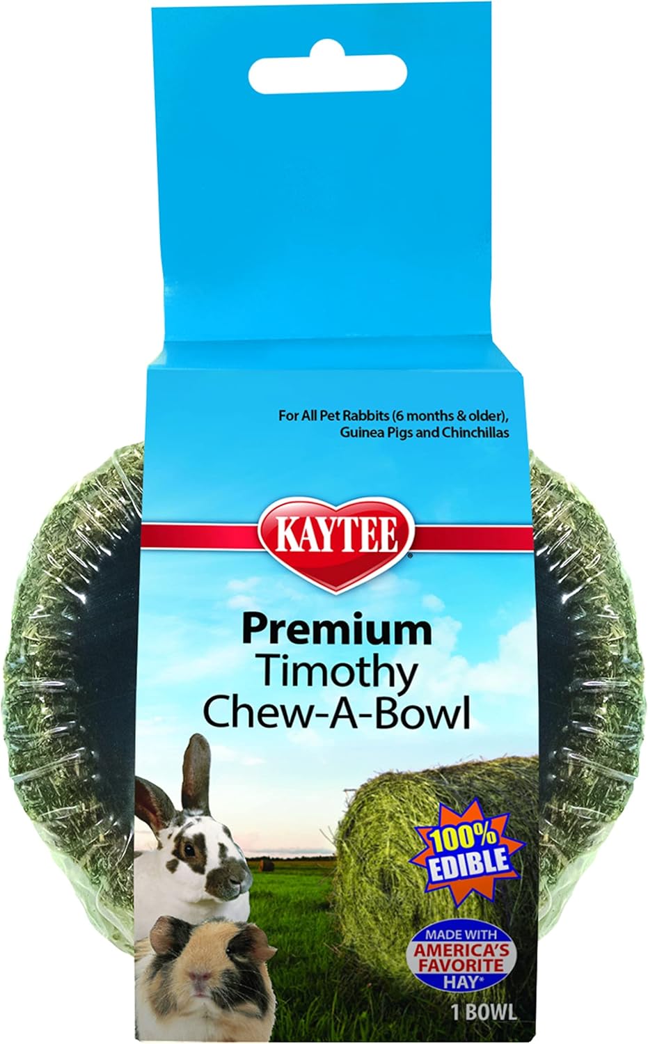 Kaytee Premium Timothy Chew-A-Bowl front packaging view for small animal dental health.