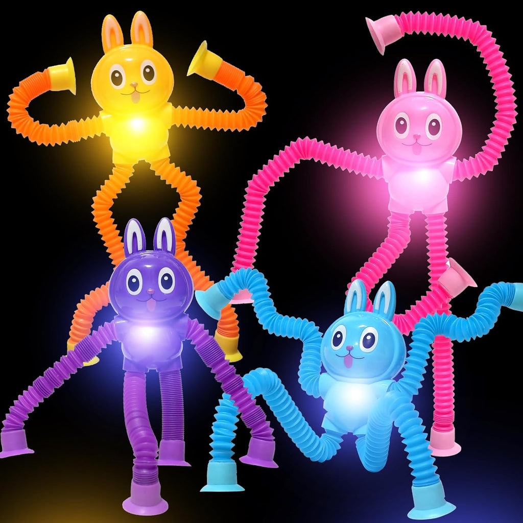 Agrasiv Easter Bunny LED Pop Tubes front view showing four colorful light up sensory toys