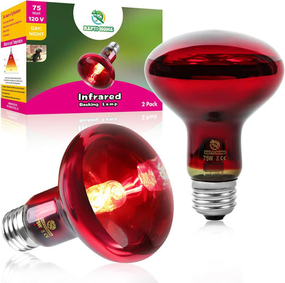 Infrared Reptile Heat Lamp Bulbs,2 PCS 50W Reptiles & Amphibians Infrared Basking Spot Lamp Bulb, Red Heat Emitter Light for Chickens Coop - Image 12
