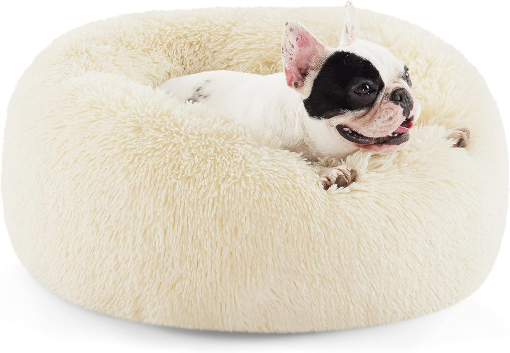 Bedsure Calming Dog Bed Medium Size Dog - Donut Washable Medium Pet Bed, 30 inches Anti-Slip Round Fluffy Plush Faux Fur Cat Bed, Fits up to 45 lbs Pets, Camel - Image 13