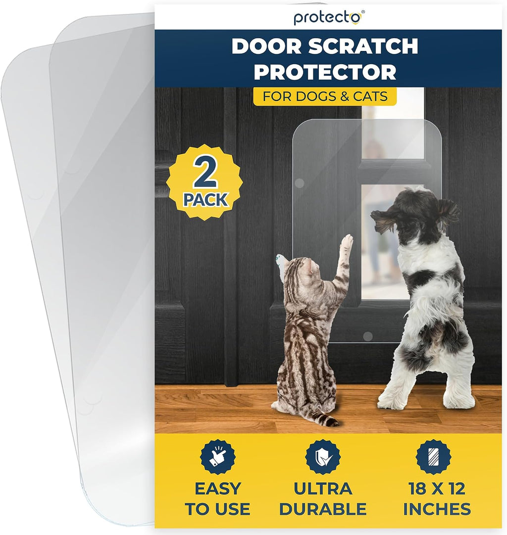 PROTECTO 2 Pack Heavy Duty Door Protector from Dog Scratching, 30 x 20" Clear Door Scratch Protector, Easy to Install on Window, Wall, Screen & Sliding Doors, Cat Scratch Guard for Indoors Outdoors - Image 11