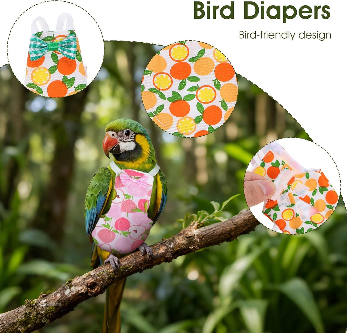 Four pieces pack of LXUEJIE cockatiel diapers in different colors