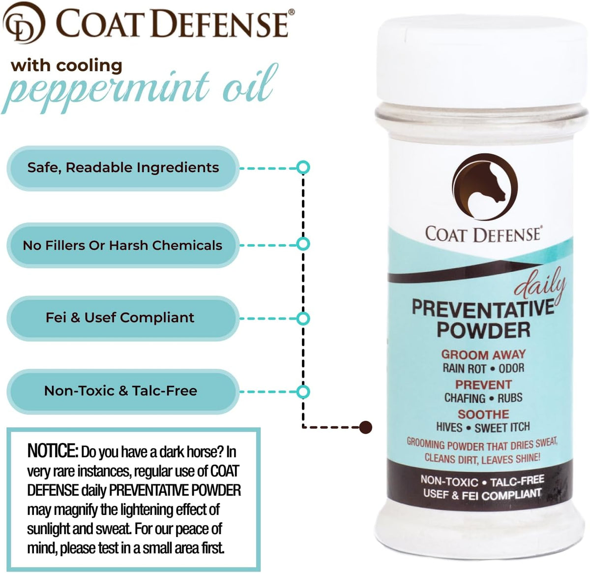 All natural dry horse shampoo powder application