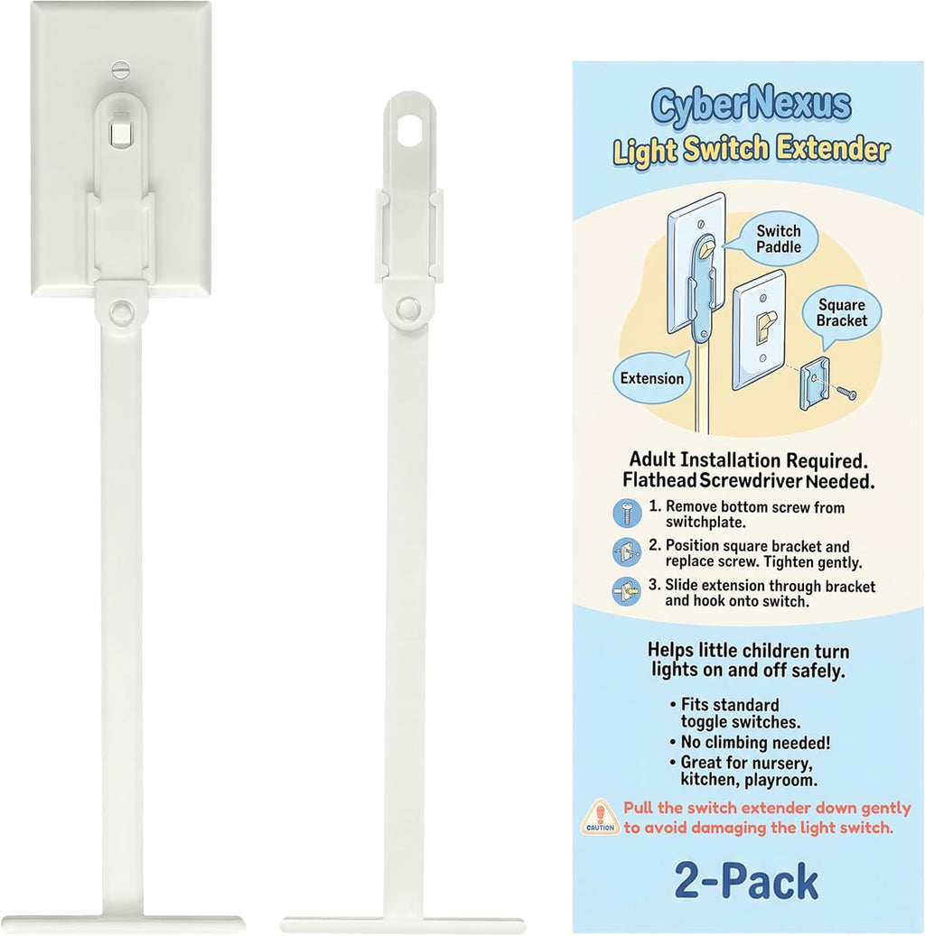 CyberNexus 2-pack light switch extender front view with wide handle