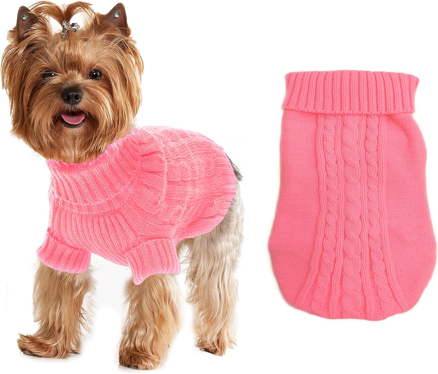Dog Sweaters for Small Dogs Girl Boy, XS Yorkie Sweaters XXS Puppy Doggie Sweater Winter Warm Dog Turtleneck Knitwear Pullover for Chihuahua Fall Winter Cold Weather,Cyan-Blue S - Image 9