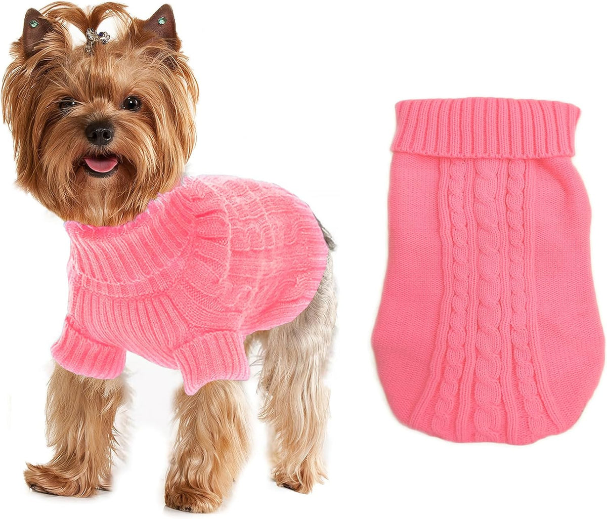 Dog Sweaters for Small Dogs Girl Boy, XS Yorkie Sweaters XXS Puppy Doggie Sweater Winter Warm Dog Turtleneck Knitwear Pullover for Chihuahua Fall Winter Cold Weather,Cyan-Blue S - Image 9