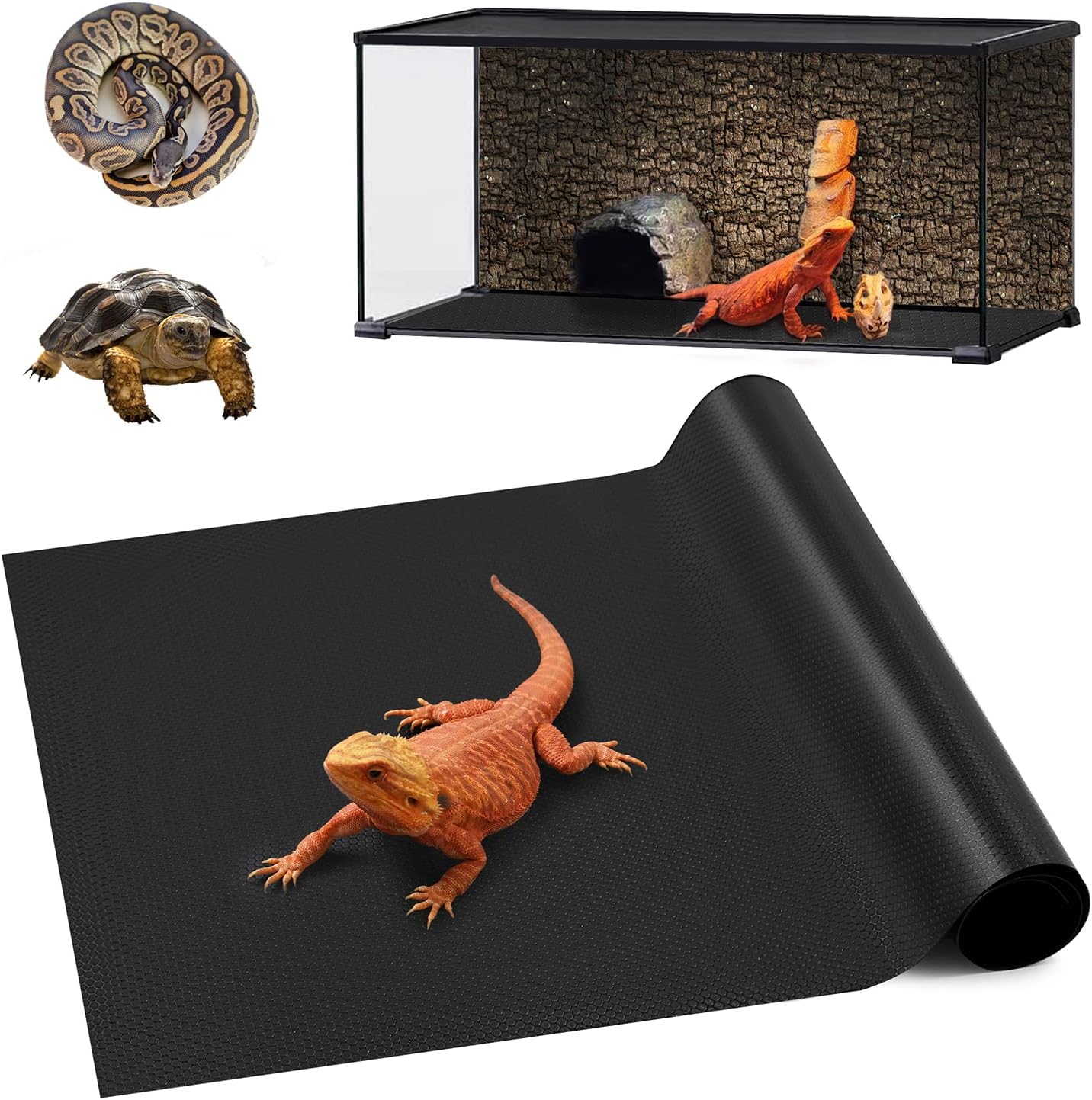 Reptile Mat 40 Gallon 1Pack 18x36, Bearded Dragon Tank Accessories, Terrarium Liner Bedding, Non-Adhesive Reptile Substrate Mat for Leopard Gecko, Snake, Lizard, Tortoise, Iguana Tank - Image 9