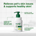 Douxo S3 Seb shampoo bottle with pet grooming accessories