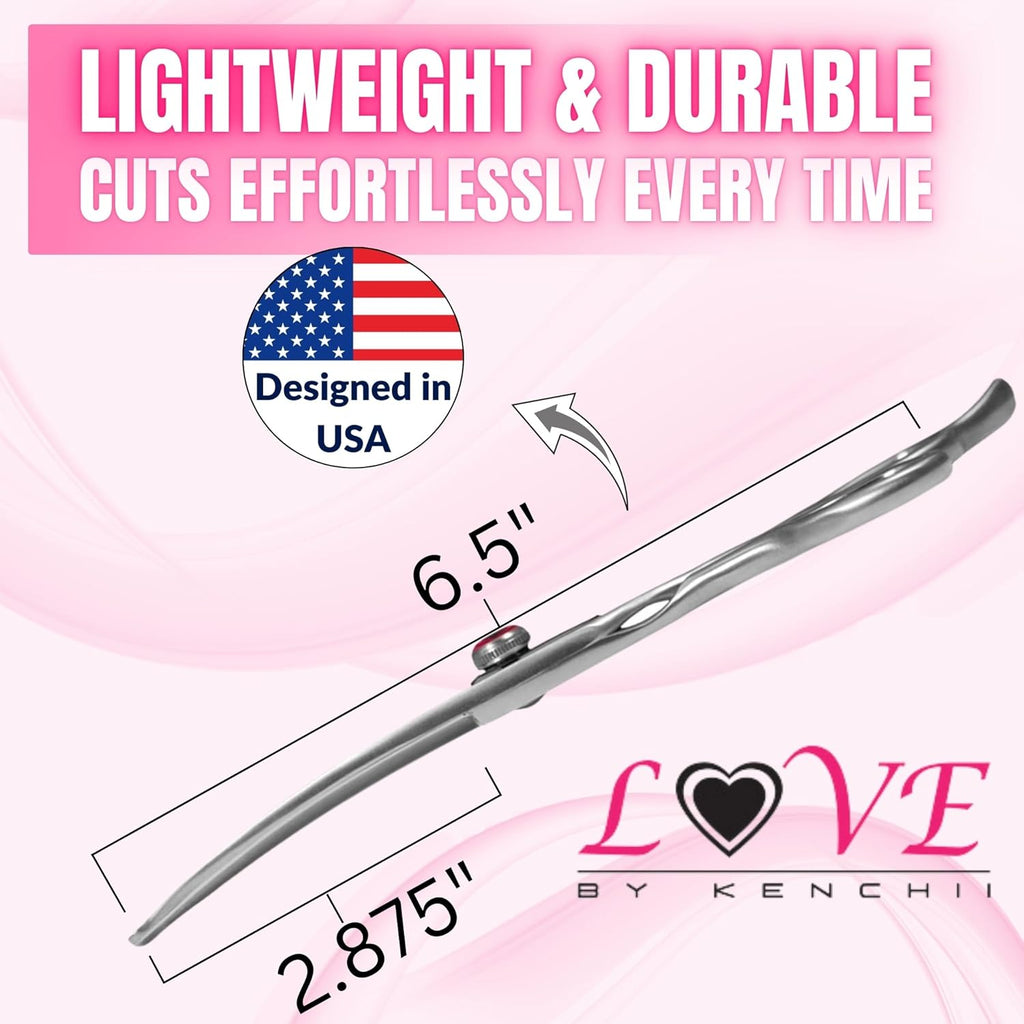 Kenchii Love professional pet shears featuring the protective safety ball-tip close up.