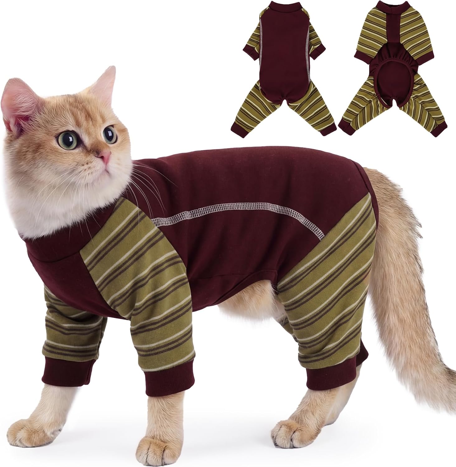 Sticky Cat Clothes, Sphynx Hairless Pajamas for Cats only, Soft Onesie for Kitten, Female Male & Hair Loss Prevention, Purple L - Image 9