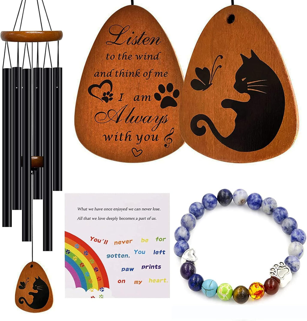 Show-Ya cat memorial wind chimes and bracelet set front view