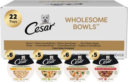 Cesar Wholesome Bowls Adult Wet Dog Food, Chicken Recipe and Chicken, Sweet Potatoes & Green Beans Recipe Variety Pack, Wet Food for Dogs, 3 Oz. Bowls, 6 Count - Image 11