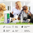Top view of Histotree pet finger toothbrushes in storage bottle