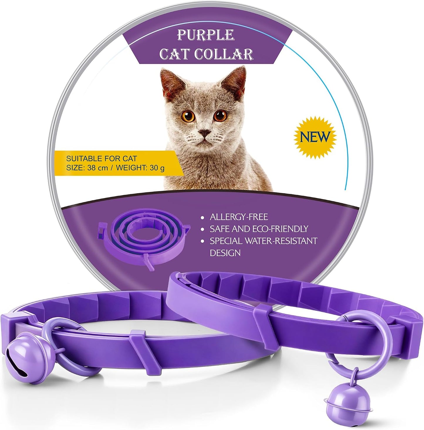Plant Based Flea and Tick Collar for Cats and Kittens, Long Lasting Flea Prevention, Essential Oil Cat Collar, Adjustable Lightweight Design with Bell(2 Packs,Grey) - Image 9