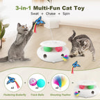 Quiet electronic cat toy highlighting the sleek modern design suitable for living room spaces.