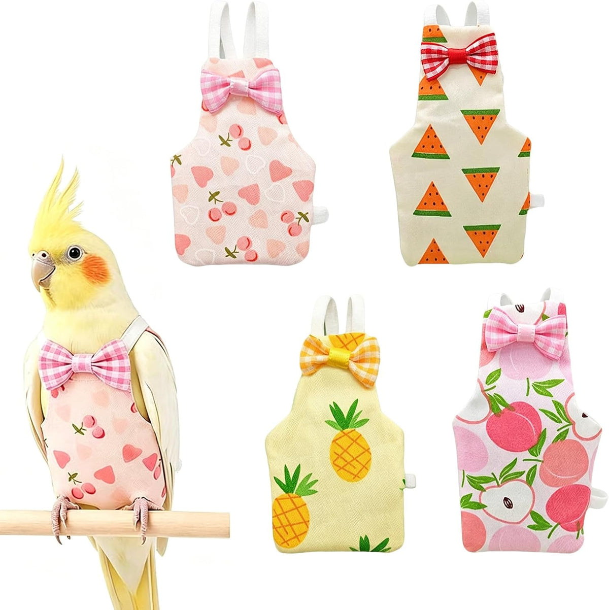 4Pcs Reusable Waterproof Bird Diaper Suit, Cute Pet Nappy Clothes for Parrot Duck Chicken Pigeon Small Pets (S) - Image 1