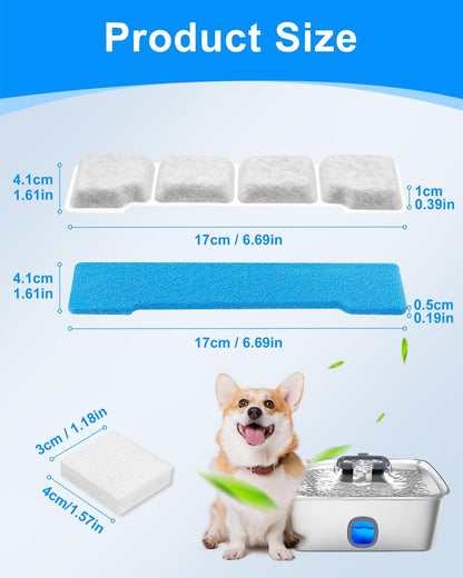 Pet water fountain pre-filter and pump sponge set