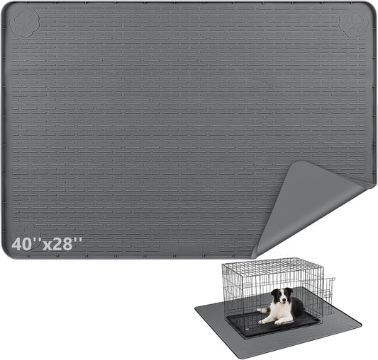 Bartuke silicone dog crate mat front view dark grey