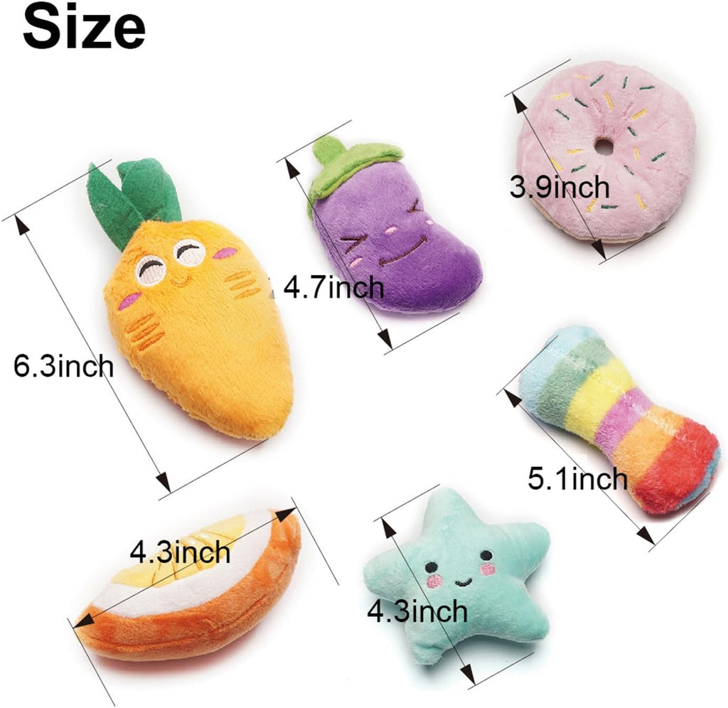 SZKOKUHO small dog plush toys in star carrot and banana shapes close up