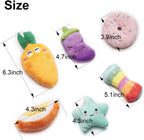 SZKOKUHO small dog plush toys in star carrot and banana shapes close up