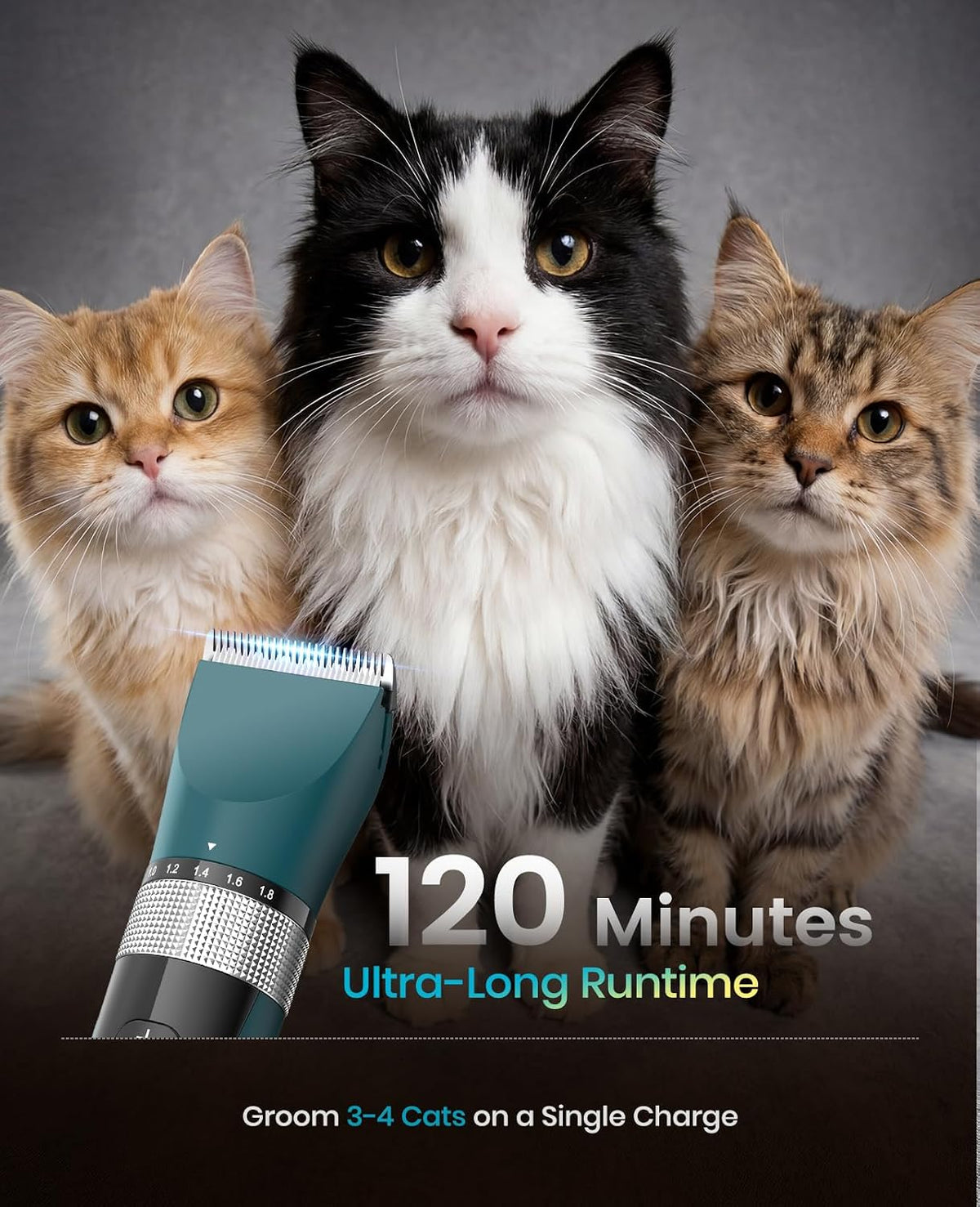 oneisall Cat Clippers for Matted Hair, 5-Speed Quiet Cat Grooming kit - Image 8