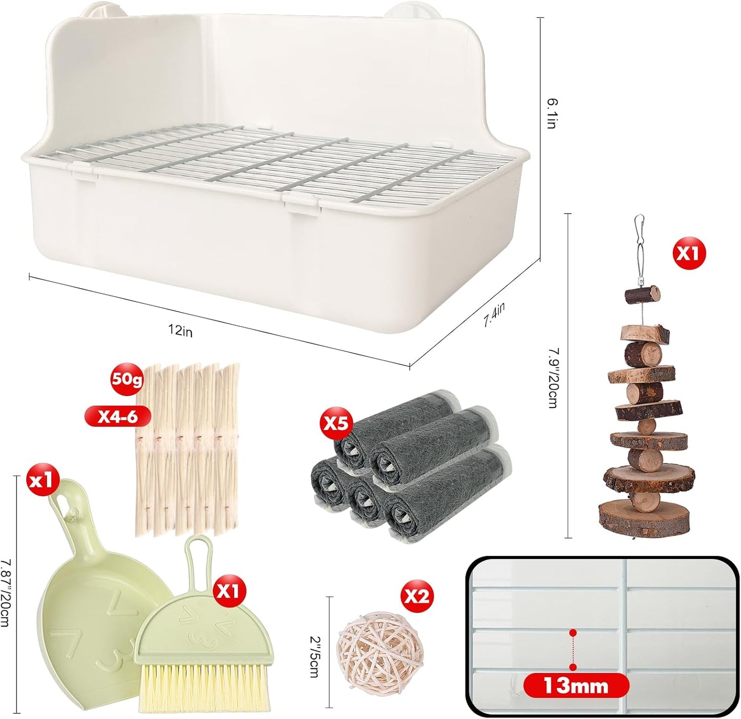 Small animal corner potty trainer showing secure cage locking mechanism