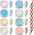 Laza Mermaid Pearl Chrome Nail Powder front view showing 8 jars