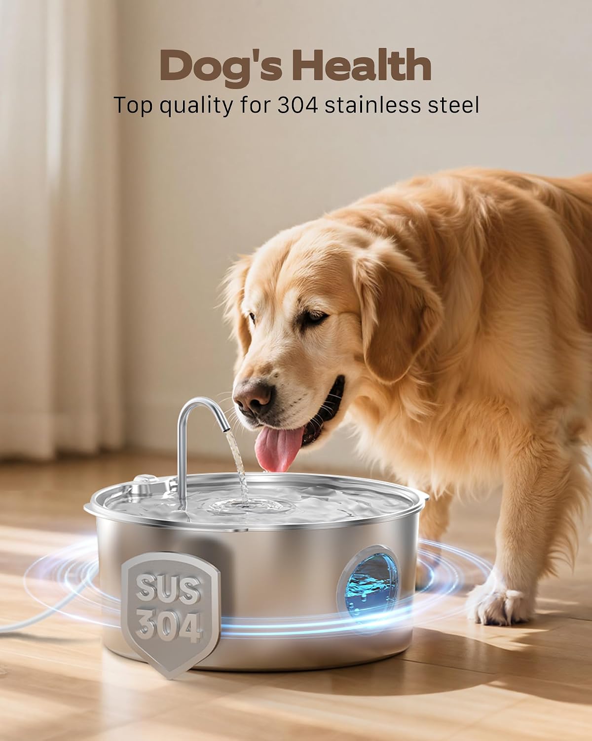 Grookpet 12L pet fountain with water level window