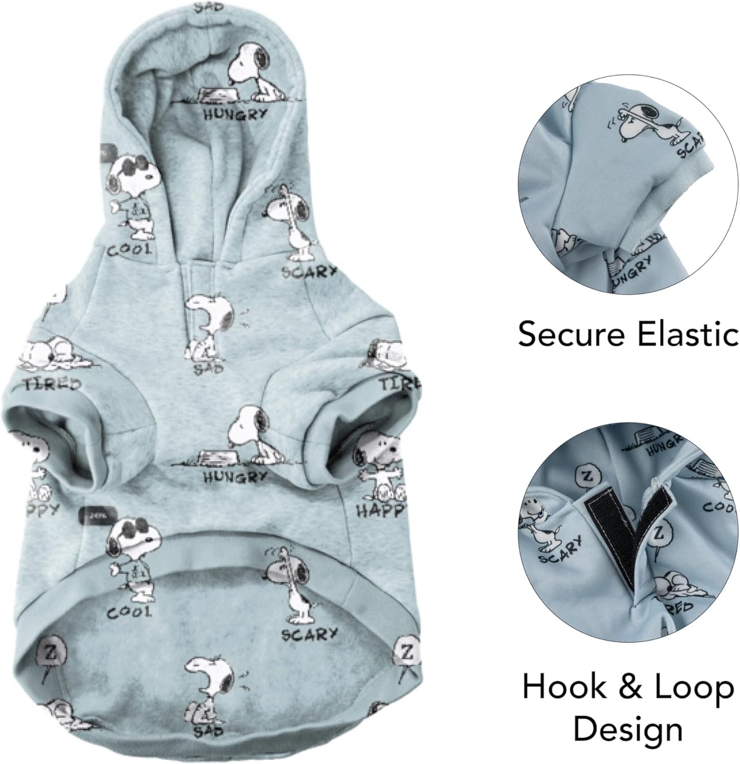 Berkshire Blanket Peanuts dog hoodie showing full body coverage design for small dog breeds.