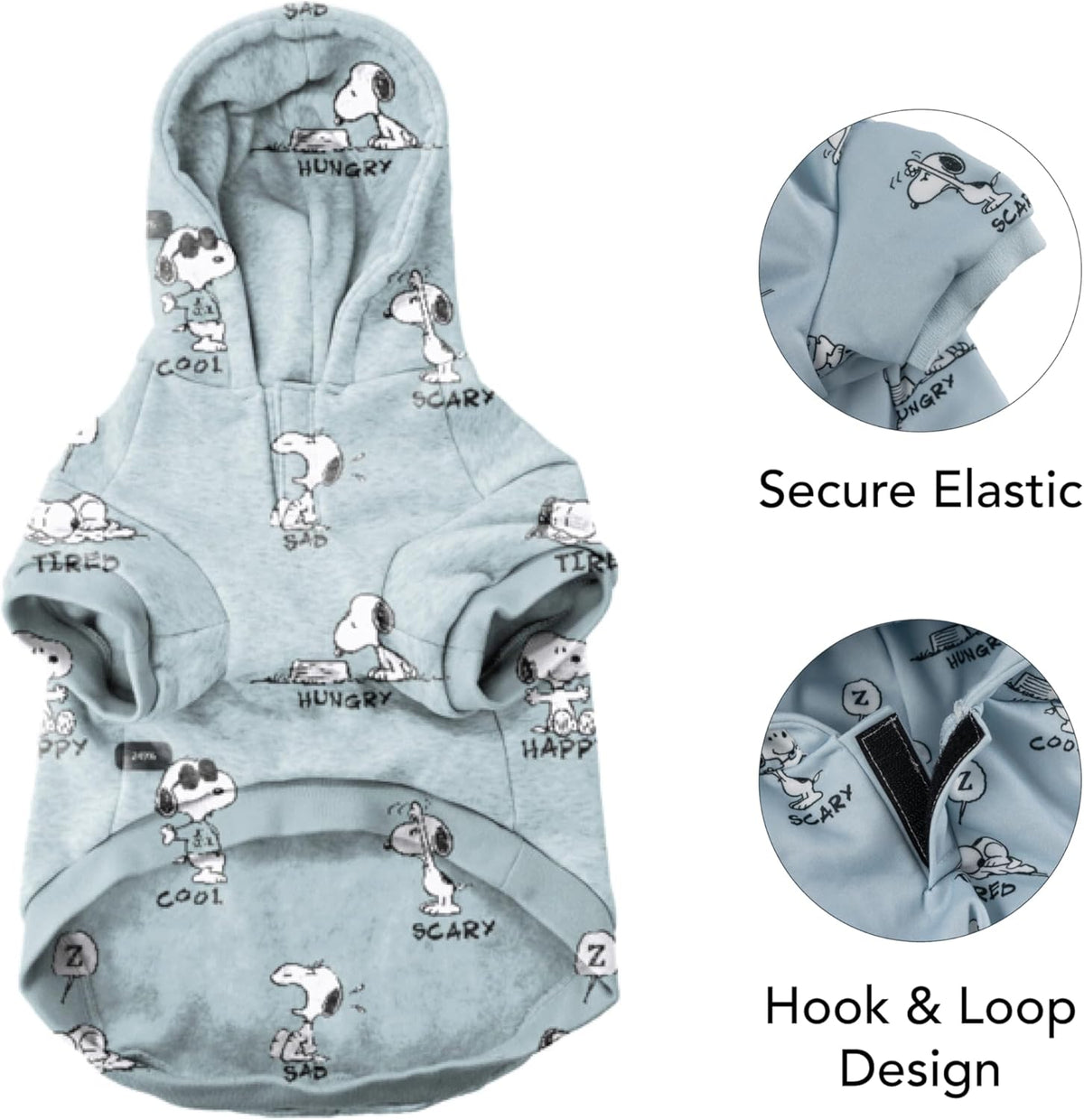 Berkshire Blanket Peanuts dog hoodie showing full body coverage design for small dog breeds.