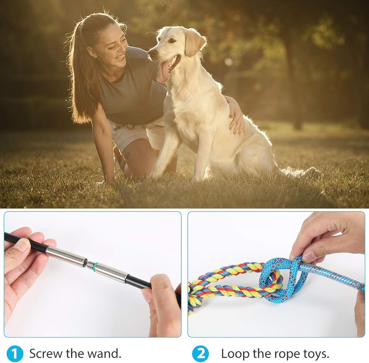 Durable stainless steel dog training stick being assembled for outdoor training