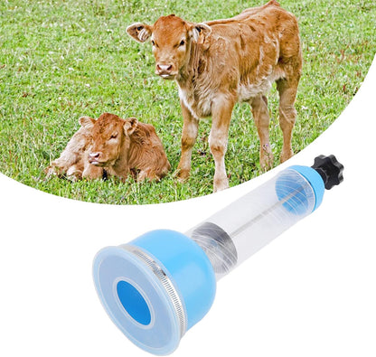 Topyond Calf Breathing Pump front view showing blue ABS plastic ergonomic handle and plastic steel barrel
