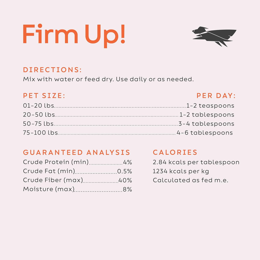 Close up of Firm Up pumpkin powder nutritional information