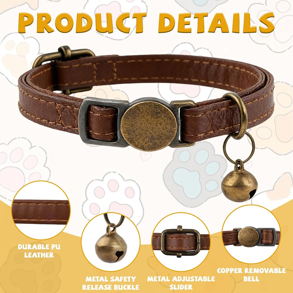 Two count set of LUSTRIB boy cat identification collars displayed flat to highlight the adjustable length holes.