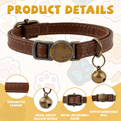 Two count set of LUSTRIB boy cat identification collars displayed flat to highlight the adjustable length holes.