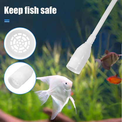 Interchangeable fish tank cleaning tool attachments including algae scraper and rake