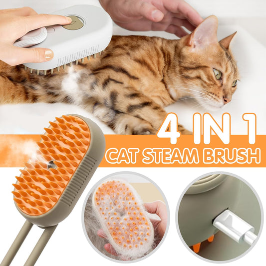 White rechargeable steam brush for pet shedding