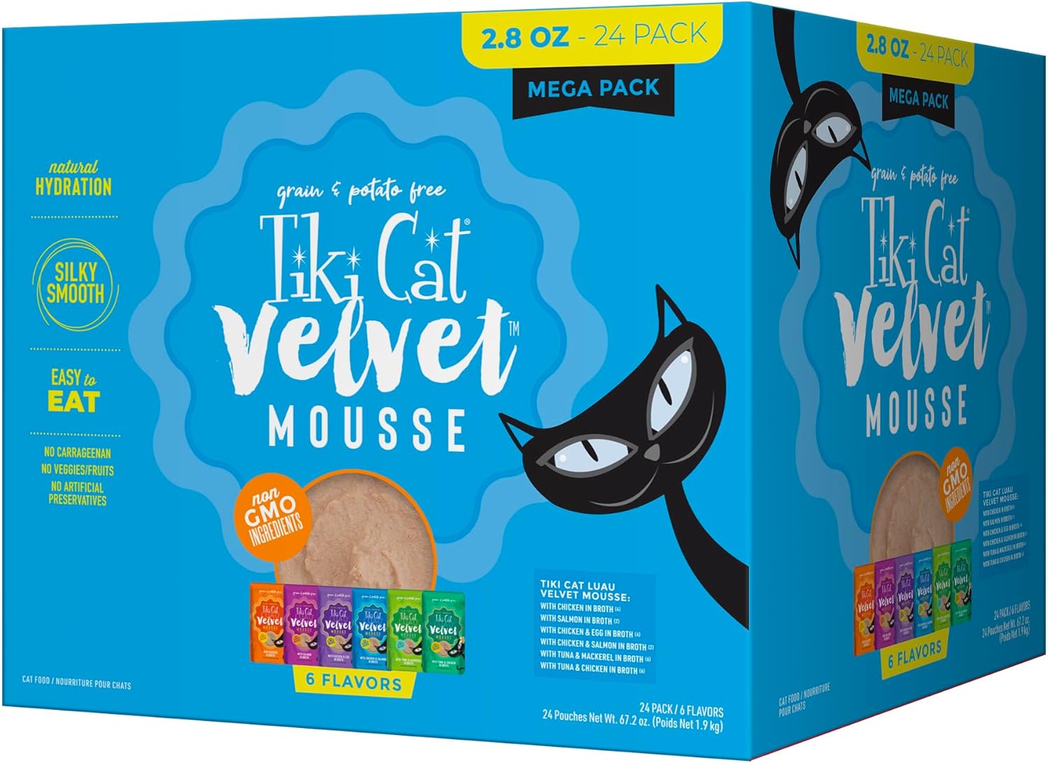 Tiki Cat Velvet Mousse, Protein Blend in Broth Variety Pack, Complete Nutrition for Balanced Diet, Wet Cat Food For All Life Stages, 2.8 oz. Pouch (Pack of 12) - Image 13