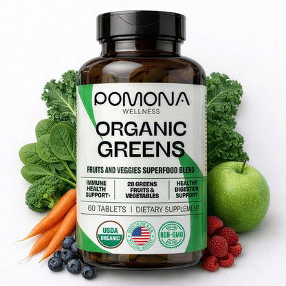 Pomona Wellness Organic Super Greens front bottle view
