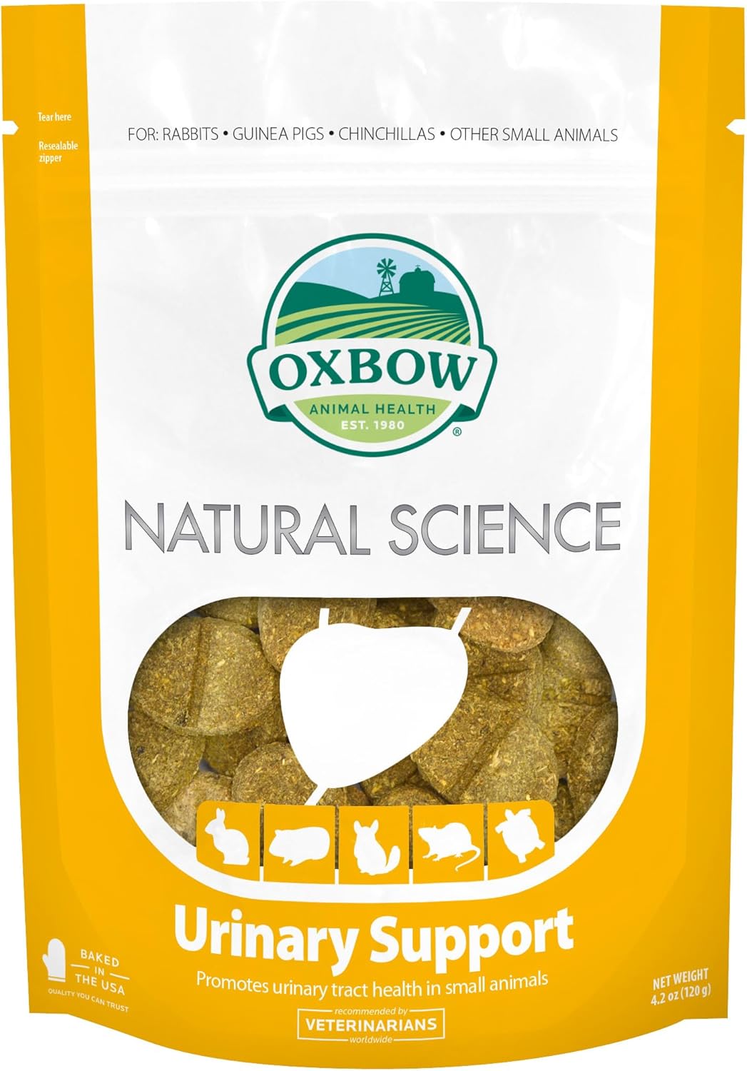 Oxbow Natural Science Urinary Support front view packaging for small pet wellness.