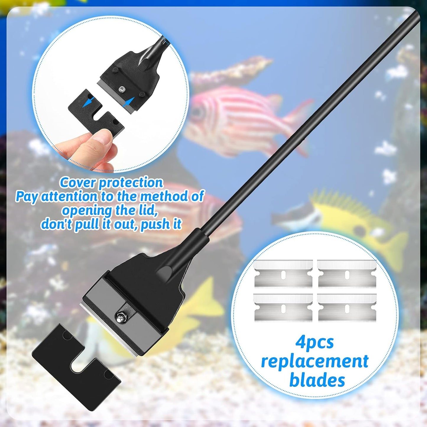 Detachable stainless steel blades and screw wrench tool included in the Honoson kit.