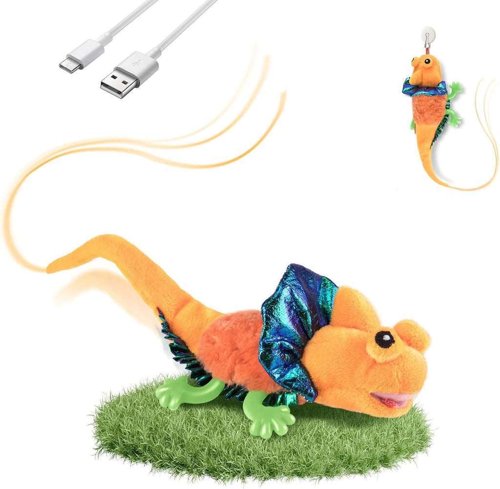 Migipaws Cat Toys, Touch Activated Flapping Chirping Lizard Kitten Toy with Catnip for Indoor Cats Kicker, Rechargeable (Green) - Image 9