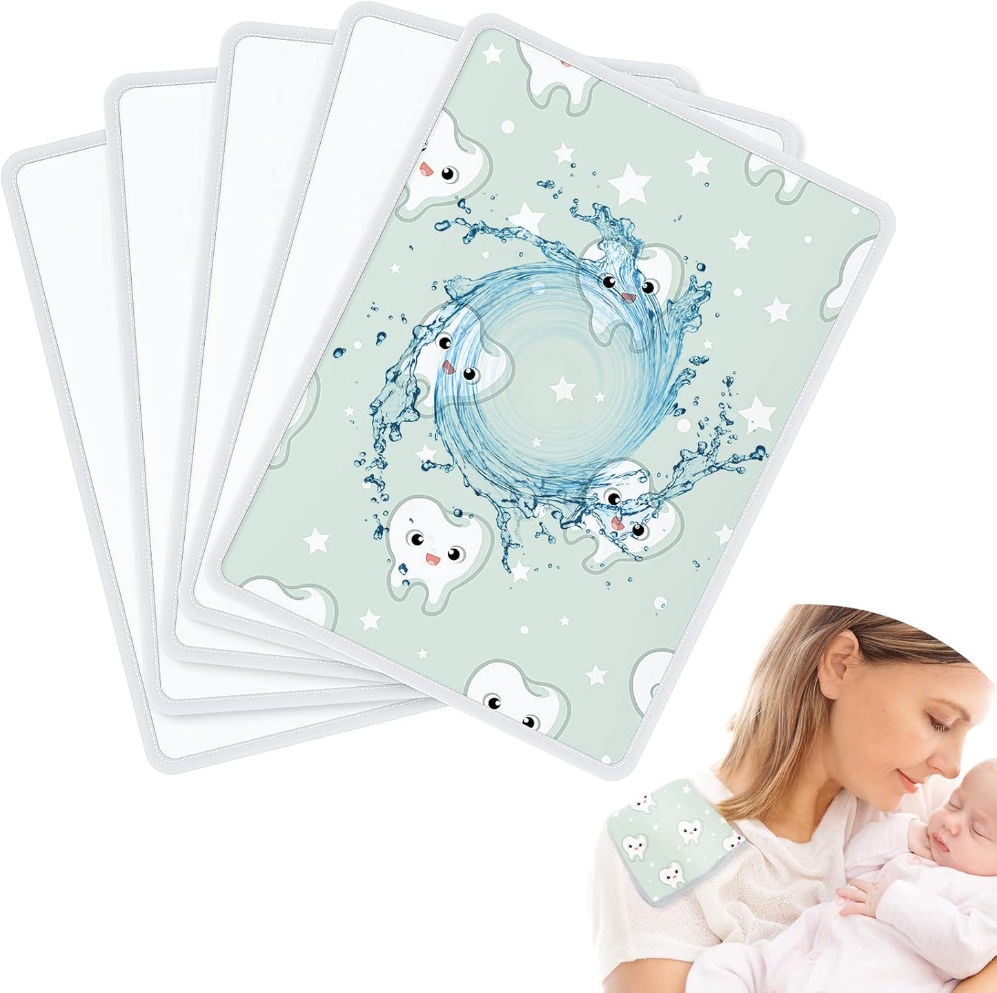 Satinior sublimation blank baby burp cloths 5 piece set front view