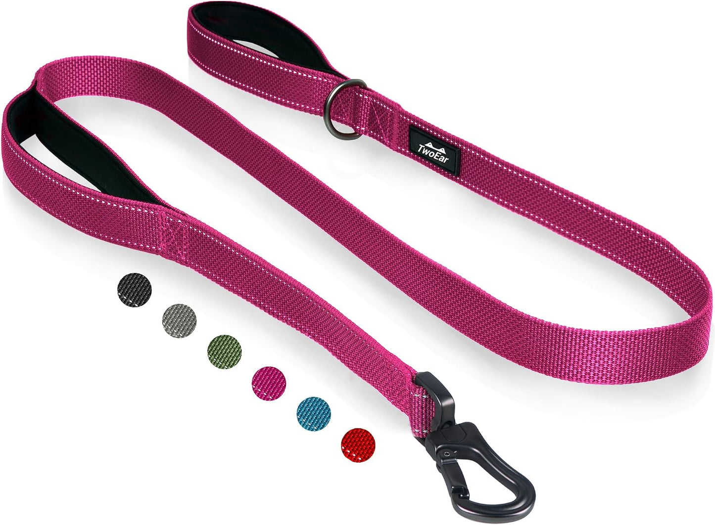 TwoEar 6FT 1IN Strong Black Dog Leash with 2 Padded Handles, Traffic Handle Extra Control, Comfortable Soft Dual Handle, Auto Lock Hook, Reflective Walking Lead for Small Medium and Large Dogs - Image 10