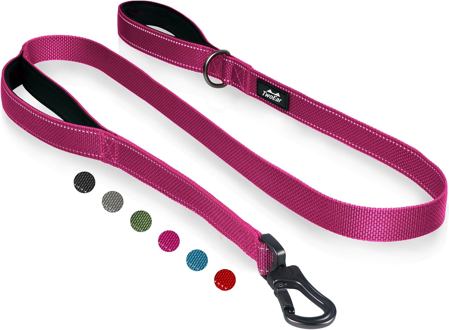TwoEar 6FT 1IN Strong Black Dog Leash with 2 Padded Handles, Traffic Handle Extra Control, Comfortable Soft Dual Handle, Auto Lock Hook, Reflective Walking Lead for Small Medium and Large Dogs - Image 10