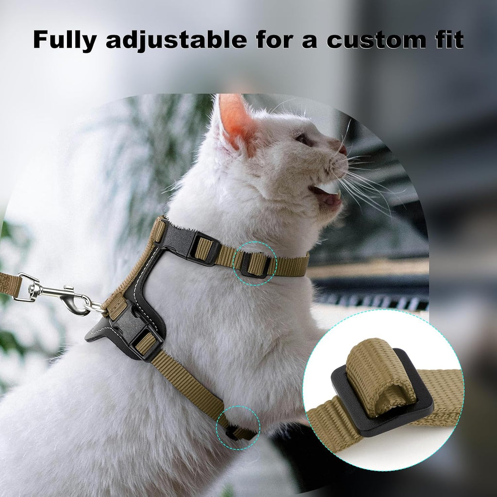 Plutus Pet brown cat vest harness back view leather accent