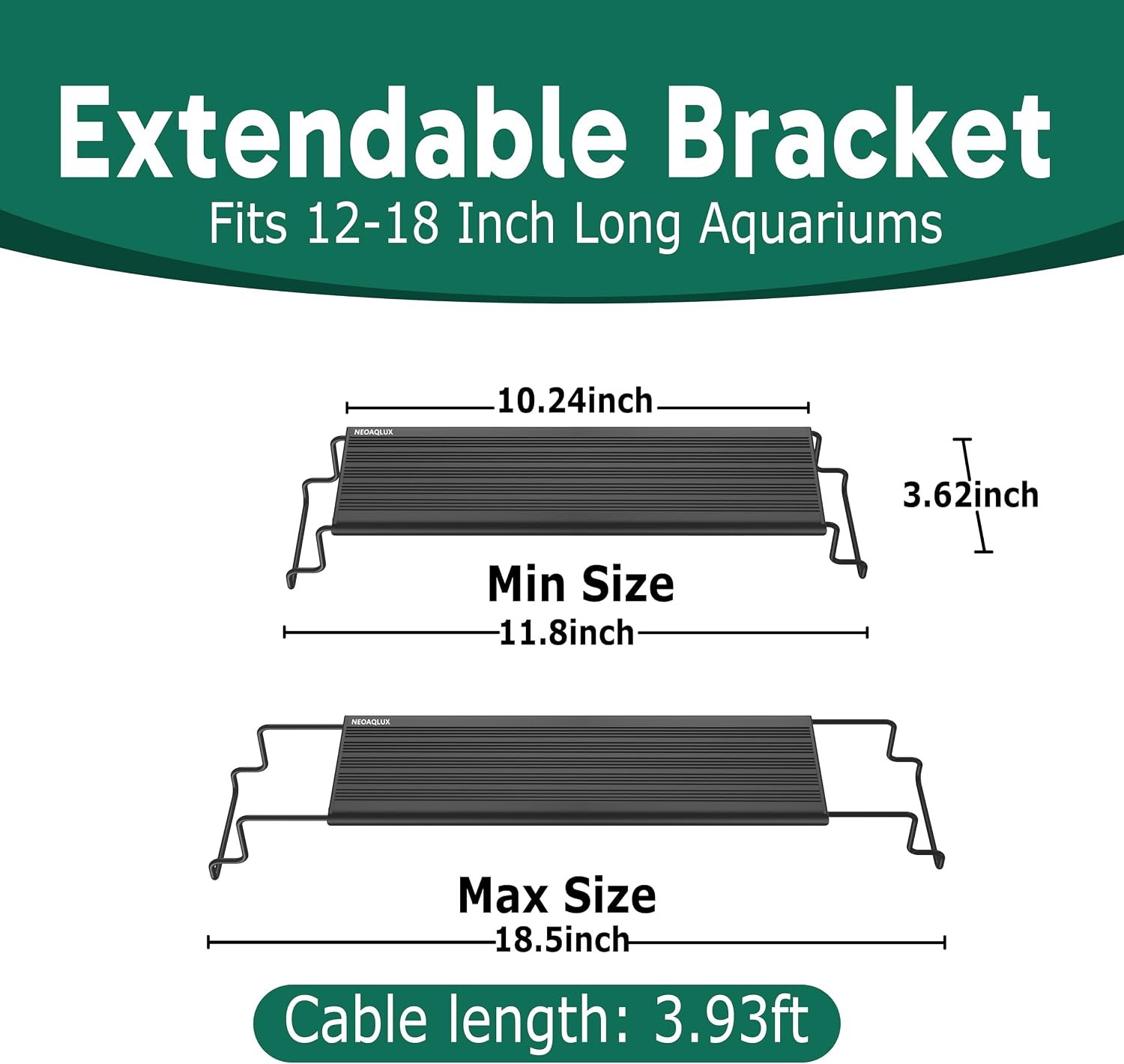 Complete product packaging content for the imported NEOAQLUX full spectrum LED aquarium lighting system.