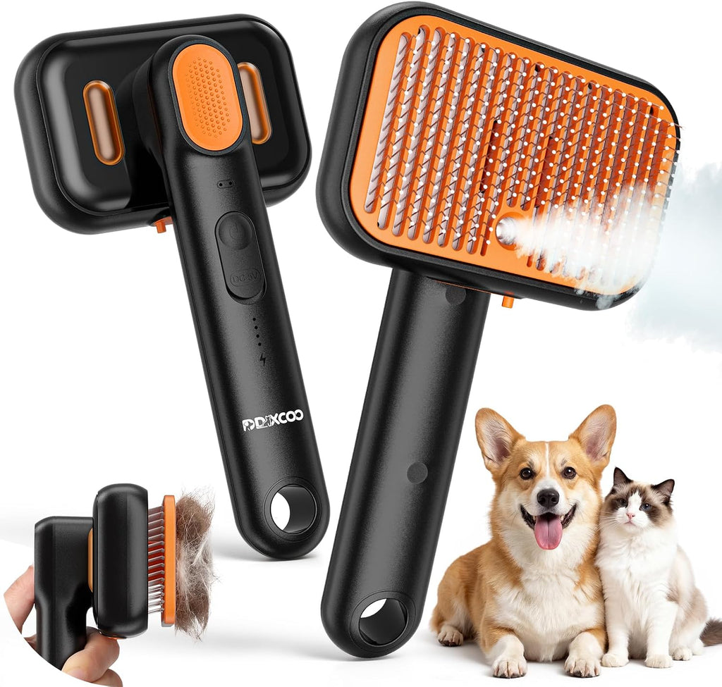 Ddxcoo pet steam brush with dual mist spray front view