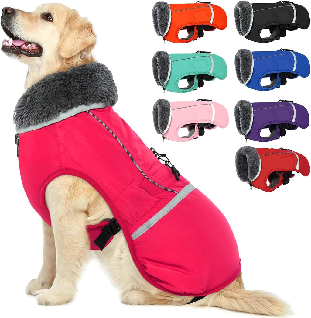 QBLEEV Warm Reflective Dog Jacket, Waterproof Winter Coat With Turtleneck, Thick Fleece Snowsuit for Cold Weather, Christmas Vest Pet Apparel for Small Medium Large Dogs L - Image 14